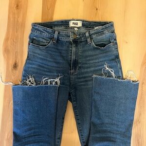 PAIGE Women's Frayed Hem Blue Jeans